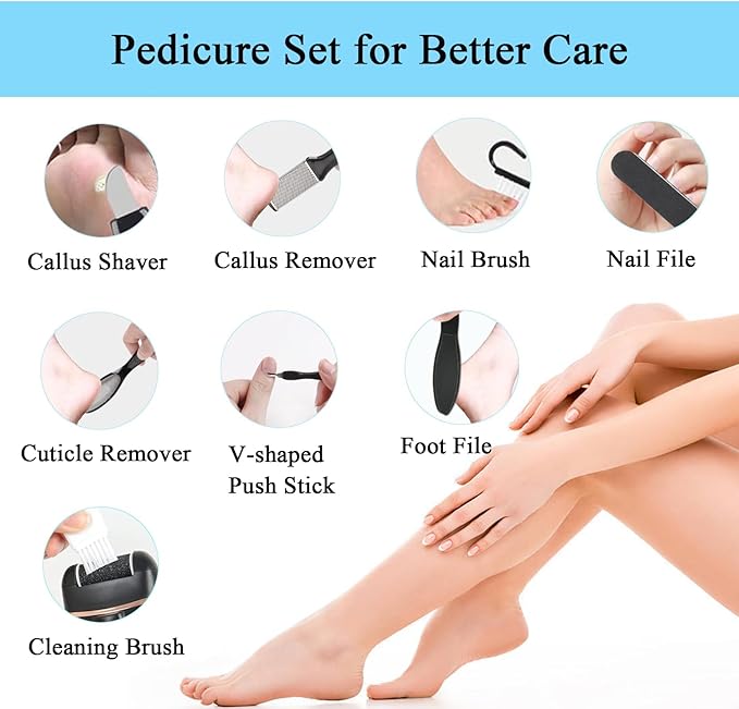 Callus Remover for Feet, 13-in-1 Professional Pedicure Tools Foot Care Kit - Image 7