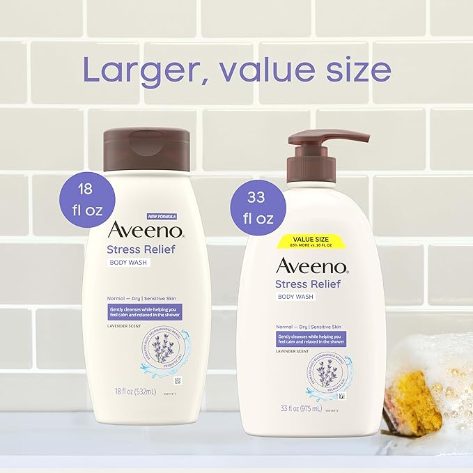 Aveeno Stress Relief Body Wash for Women, Calming Lavender Scent & Prebiotic Oat - Image 9