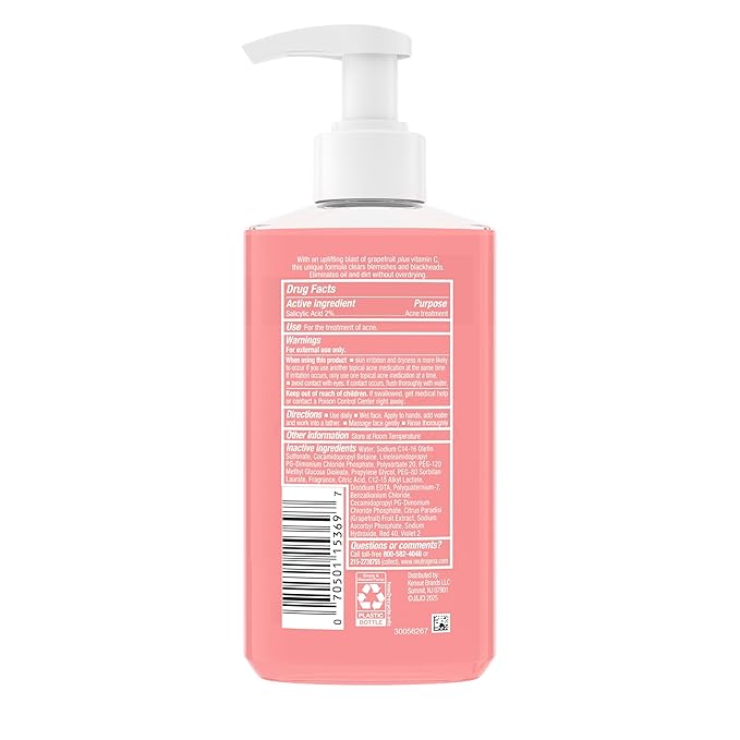 Neutrogena Oil-Free Acne Wash Pink Grapefruit Facial Cleanser - - Image 8