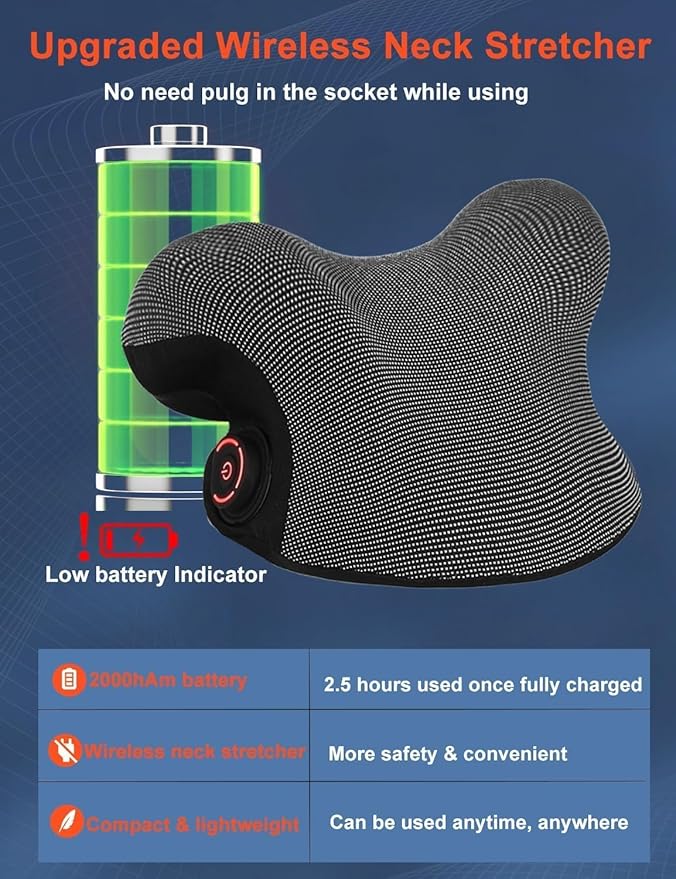 Wireless Heated Neck Stretcher for Pain Relief, Portable Cordless Neck Shoulder - Image 4