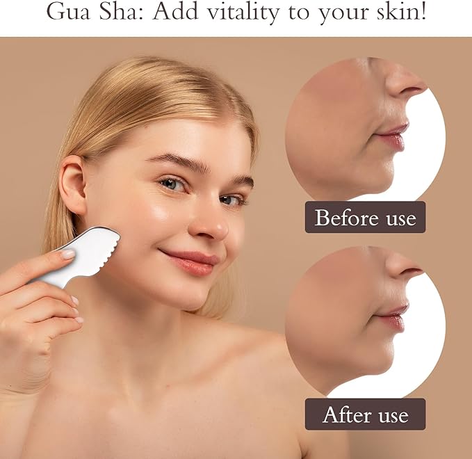 Guasha Tool for Face, Stainless Steel Metal Gua Sha Facial Tools for Body - Image 4