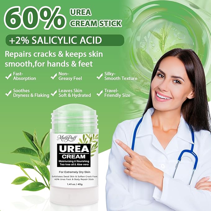 60% Urea Cream Stick with 2% Salicylic Acid, Tea Tree & Aloe Vera - Image 2