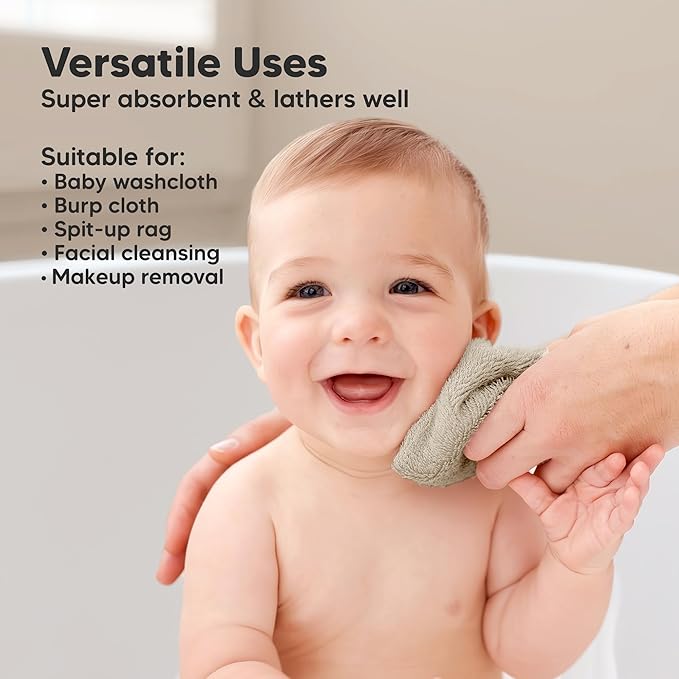 6-Pack Baby Washcloths – Soft Absorbent Viscose from Bamboo Washcloths - Image 6