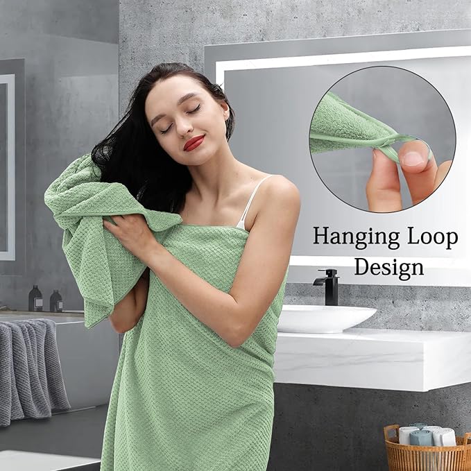 8-Piece Green Bath Towels Set, 2 Oversized Large Bath Towels Sheet, 2 Hand - Image 7