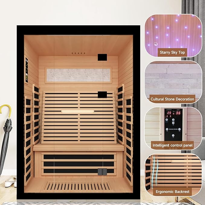 OUTEXER Sauna for 2 Person Far Infrared Saunas 2100W 120V Room Home Canadian - Image 4