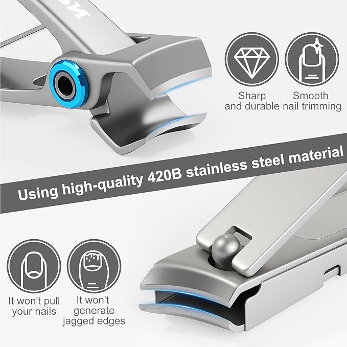 3-Piece Nail Clipper Set, Stainless Steel Fingernail & Toenail Clippers - Image 5