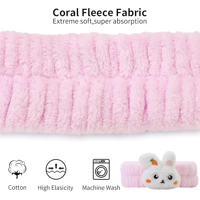 Spa Headband for Washing Face, 2 Pack Cute Hair Band for Shower Yoga Beauty - Image 4