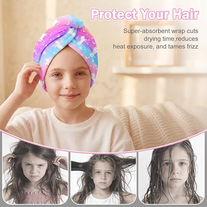 Microfiber Hair Towel Wrap for Kids Hair Drying Towel Wrap - Image 6