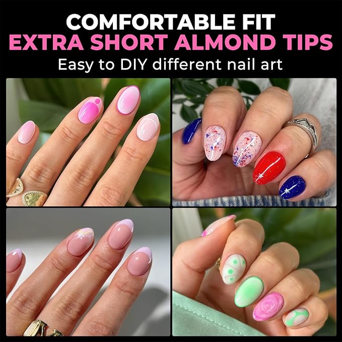 UNA GELLA Extra Short Almond Nail Tips Full Cover 216PCS Gel Nail Tips Short - Image 2