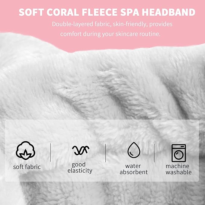 WSYUB Spa Headband, Fluffy Makeup Headbands, Slumber Party Supplies, Facial - Image 3
