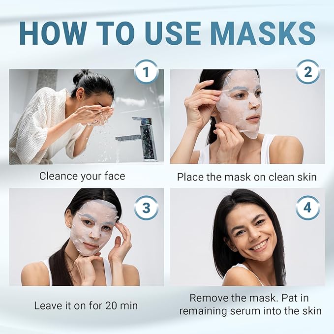 VIABEAUTY 8 Pack Hyaluronic Acid Face Mask - Image 6