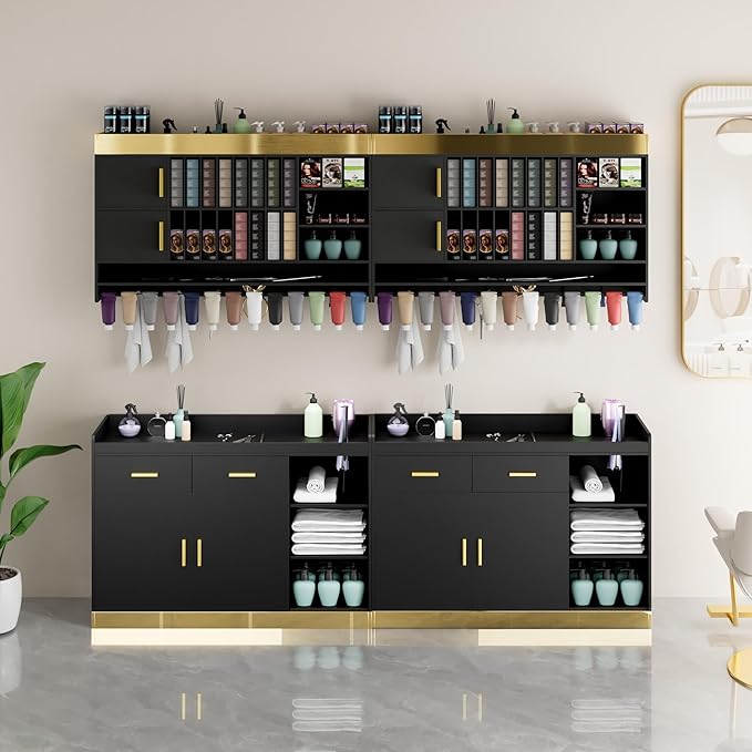 Salon Storage Cabinet Barber Station, Free Standing Hair Styling Station - Image 7