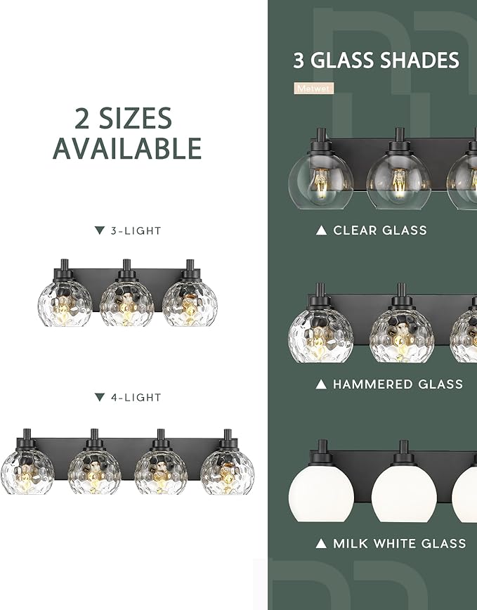 Bathroom Light Fixtures Over Mirror, 4-Light Modern Sconces Wall Lighting - Image 8