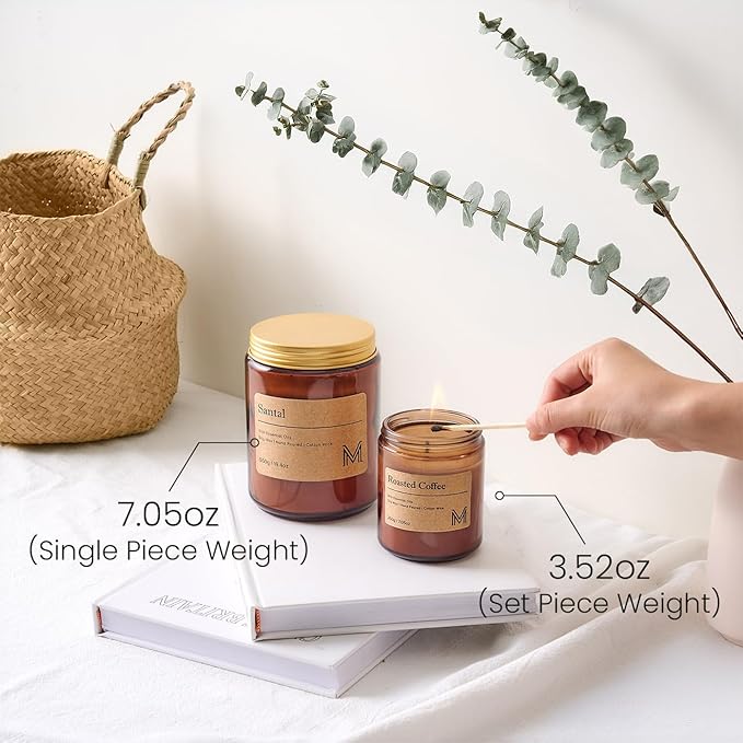 M&SENSE Teakwood Intense Scented Christmas Candle Gift, Aromatherapy Candle Set - Image 5