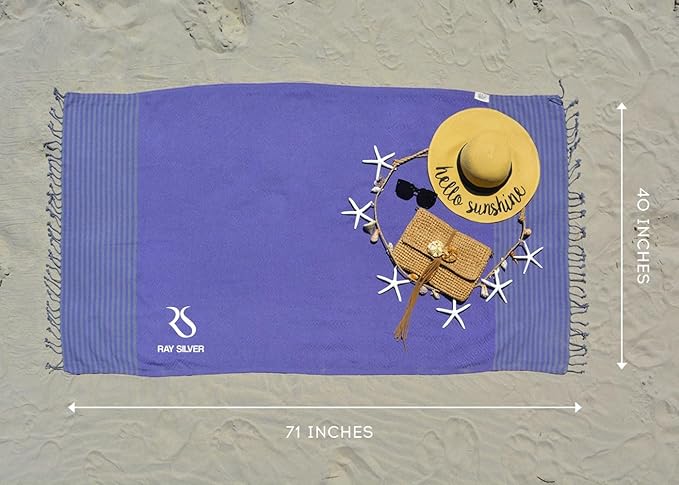 RAY SILVER Turkish Beach Towel – 100% Turkish Cotton 40"x71" Quick Dry - Image 6