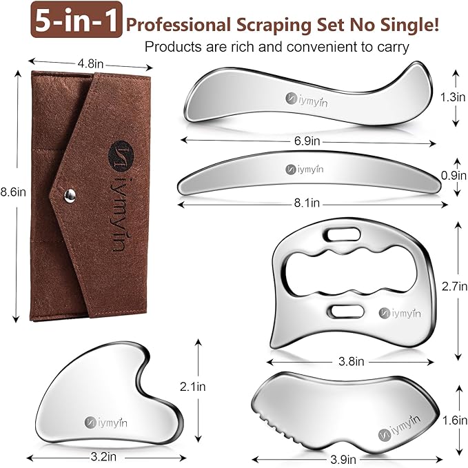 5-in-1 Stainless Steel Muscle & Fascia Scraper Tool Set, - Image 6
