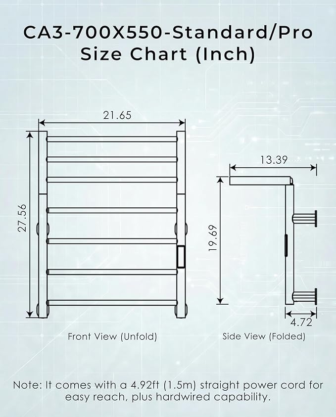 Foldable Heated Towel Rack, Dual-Zone Electric Towel Warmer Rack - Image 7
