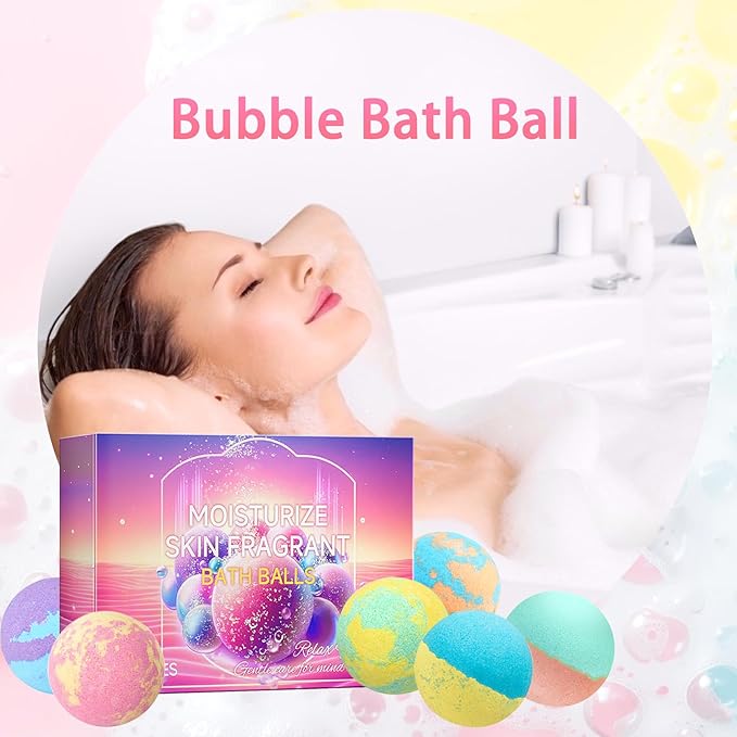 Bath Bombs Salt Balls, 6 Natural Handmade Bath Bomb Kit, Organic Bathbombs - Image 2