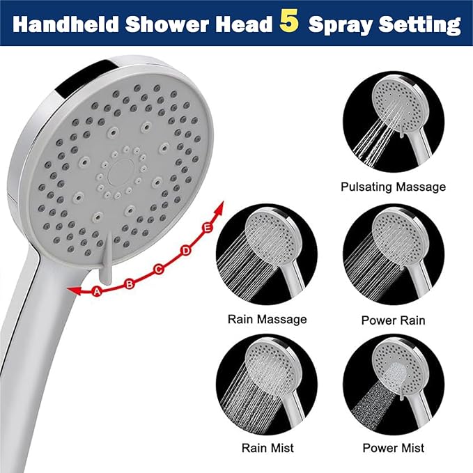 NearMoon Filtered Shower Head, High Pressure 8″Square, 5 settings Handheld Rain - Image 5