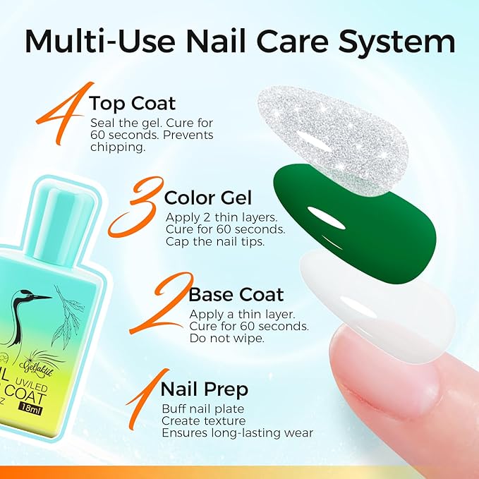 Glitter Gel Top Coat Set, 2 x 15ml Soak Off UV LED, Long Lasting Glitter Gel - Image 8
