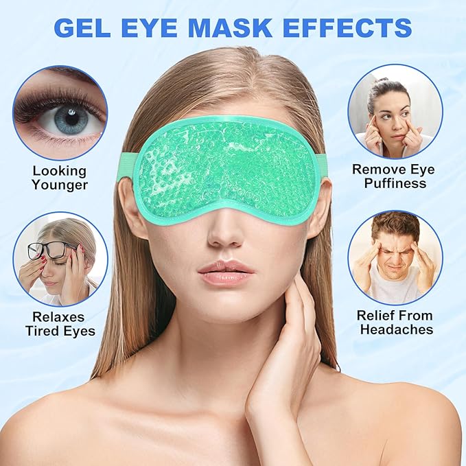candyfouse 2Pack Cold Cooling Eye Mask, Reusable Hot Colder Therapy Gel Bead - Image 5
