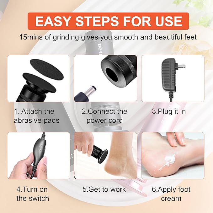PowerPro Electric Foot Callus Remover, 36W Professional 1200rpm Heavy Duty - Image 6