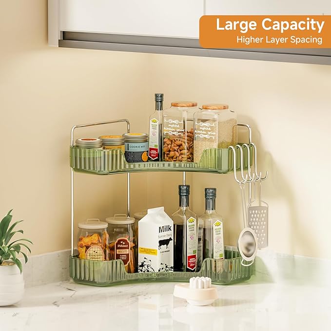 Corner Counter Organizer, 2-Tier Bathroom & Kitchen Storage Tray - Image 7