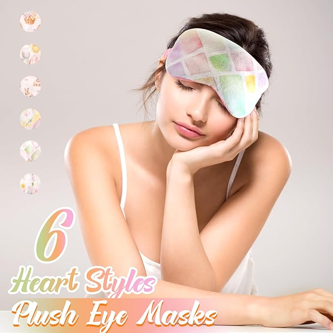Cuffbow 6 Pack Plush Sleep Mask Set, Cute Plush Eye Masks - Image 4