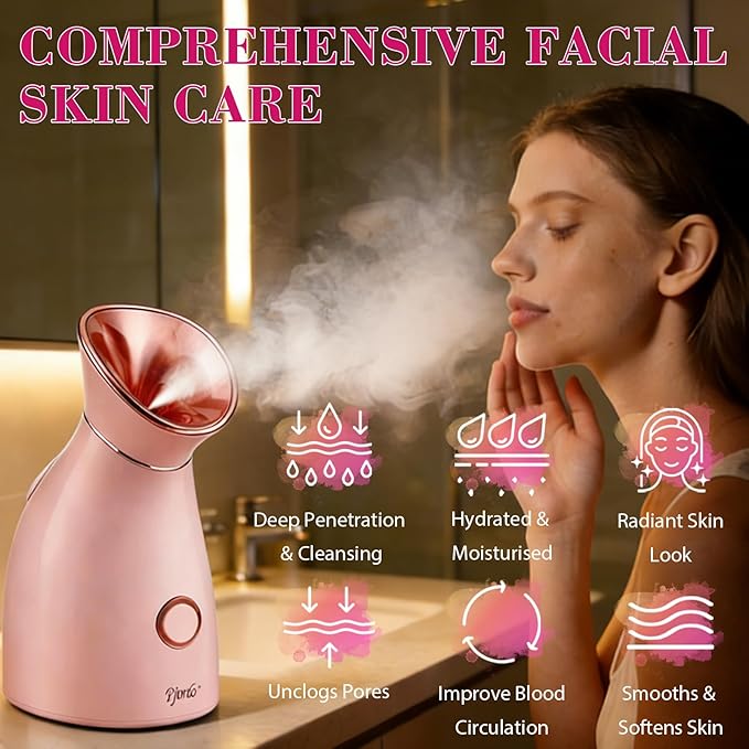 Pjordo Facial Steamer Spa Kit, 12 Skin Care Tools & 5 Jelly Mask Powder - Image 3