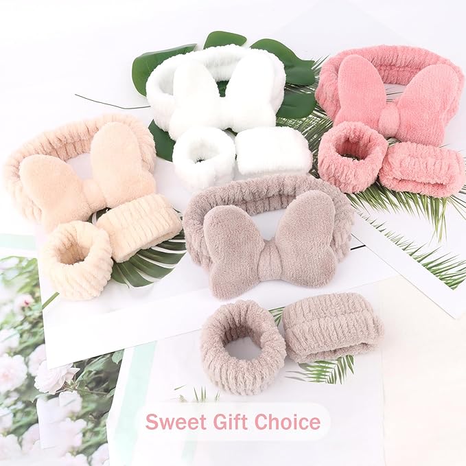 CIEHER 12 PCS Makeup Headband for Women Wrist Washband Scrunchies Cuffs for - Image 8