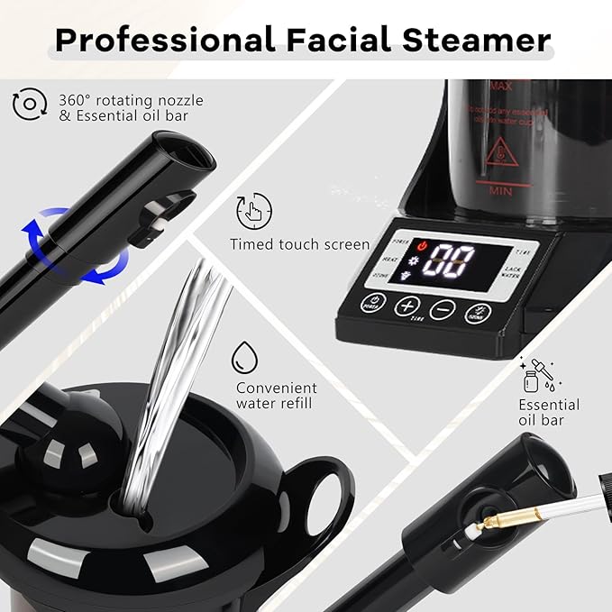 Hair Steamer 2 in 1 Face Steamer, Ozone Facial Steamer, Portable Tabletop - Image 3