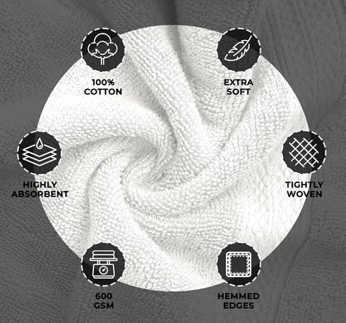 Avalon Towels Luxury 8 Piece White Towels Set, 2 Bath Towels, 2 Hand Towels and - Image 5