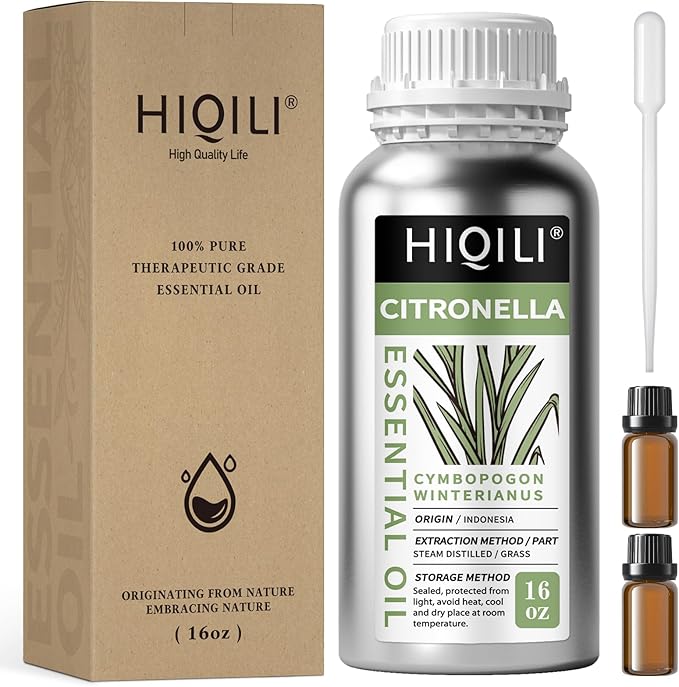 HIQILI 16 Fl Oz Citronella Oil for Homemade Sprays, Add to Diffuser, 100% Pure by HIQILI