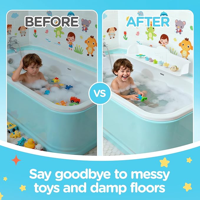 3FT Dolphin Pattern Bathtub Splash Guard Play Shelf - Image 4