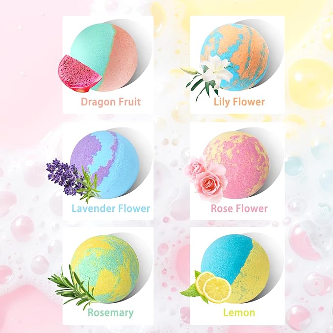 Bath Bombs Salt Balls, 6 Natural Handmade Bath Bomb Kit, Organic Bathbombs - Image 7
