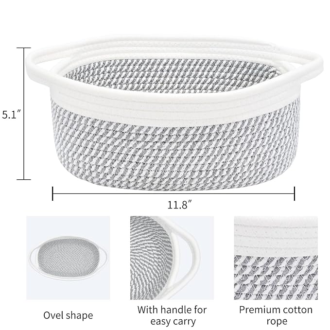 ABenkle Small Basket, Rope Room Shelf Storage Basket, Cat Dog Toys Basket Chest - Image 2