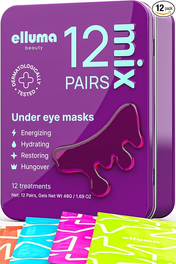 Under Eye Patches 12 Pairs of Themed Hydrogel Eye Gel Pads by EllumaBeauty