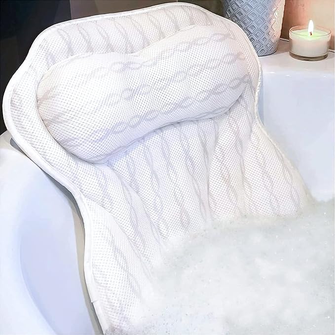 Luxury Ergonomic Bath Spa Tub Relax Pillow Cushion Headrest Neck Back Support - Image 8