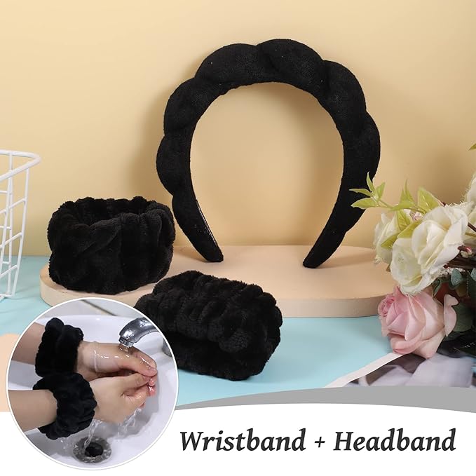 WSICSE Spa Headband for Washing Face, Skincare Headbands Puffy Padded Keep Hair - Image 4