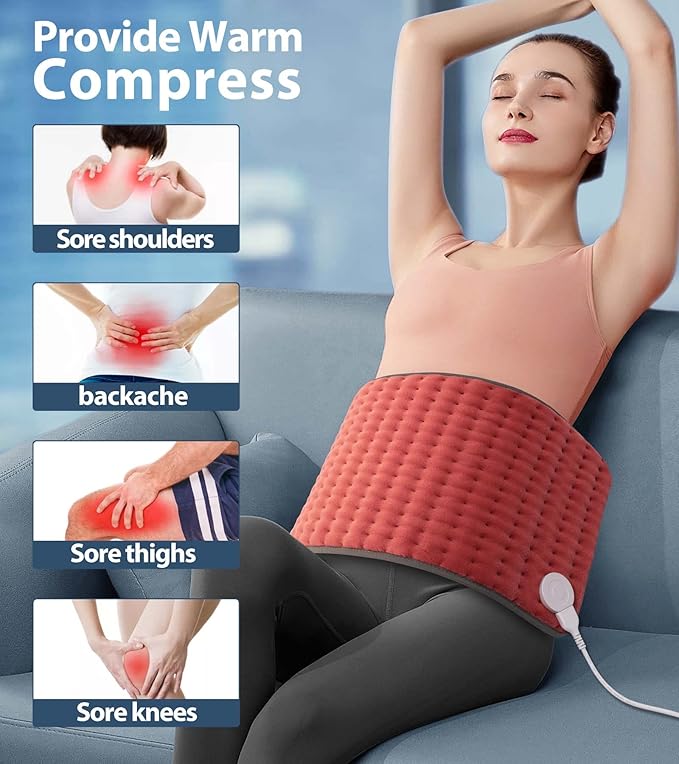 VALGELUIK Heating Pad for Back, Neck & Shoulder Pain Relief – 12"x24" Electric - Image 9