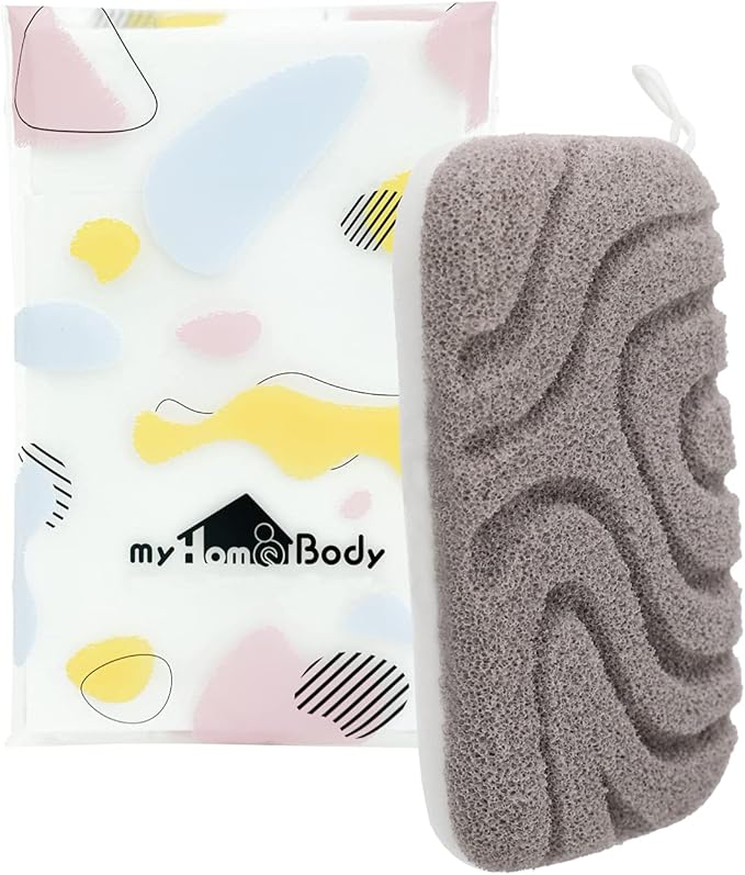 myHomeBody Dual-Texture Shower Sponge, Beauty Body Scrubber Exfoliator by myHomeBody