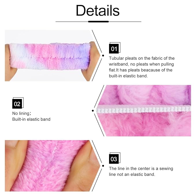 WHAVEL 6PCS Spa Headband and Wristbands Set, Face Wash Headband Wrist Bands - Image 6