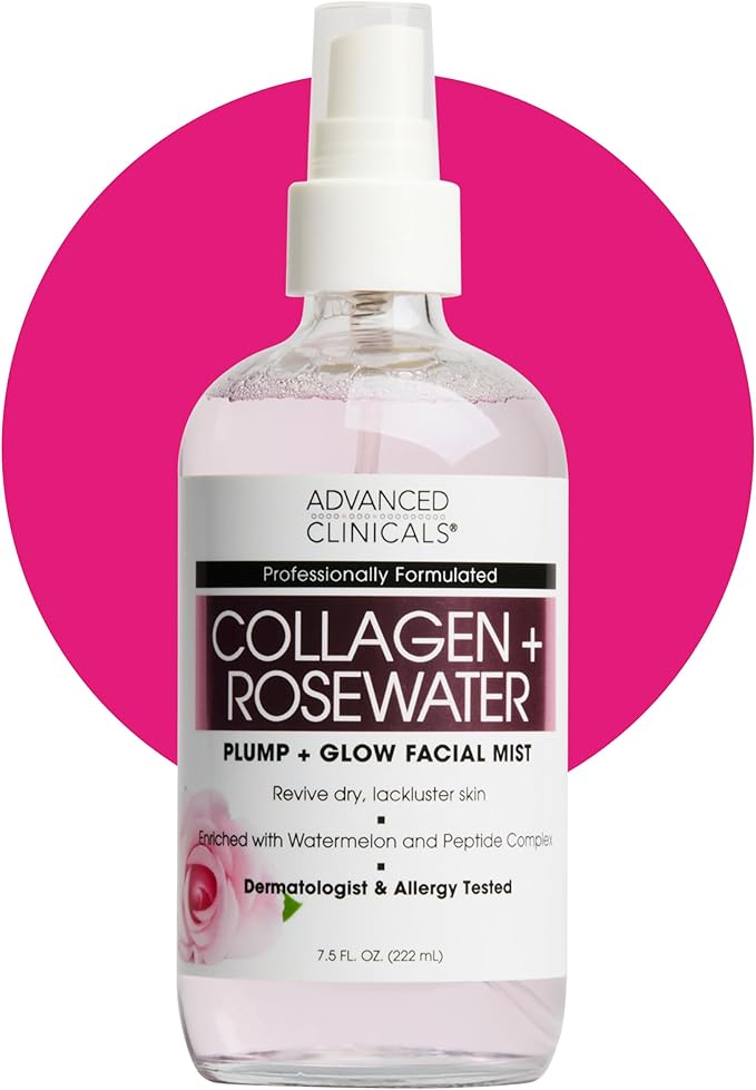 Advanced Clinicals Collagen Rosewater Face Mist Skin Care Reviving & Hydrating by AdvancedClinicals