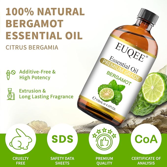 EUQEE Bergamot Essential Oil 118ml Pure Bergamot Oil - Image 2