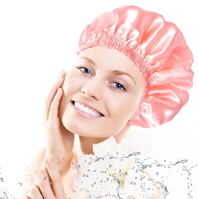 Shower Caps for Women, Double Layers Shower Cap Reusable Waterproof, Bathing - Image 7