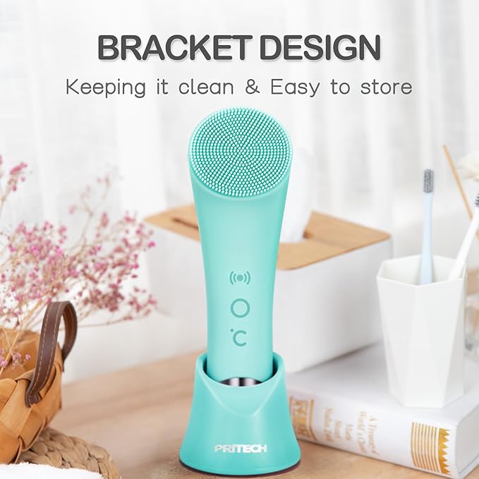 PRITECH Silicone Face Scrubber, Rechargeable Facial Cleansing Brush - Image 9