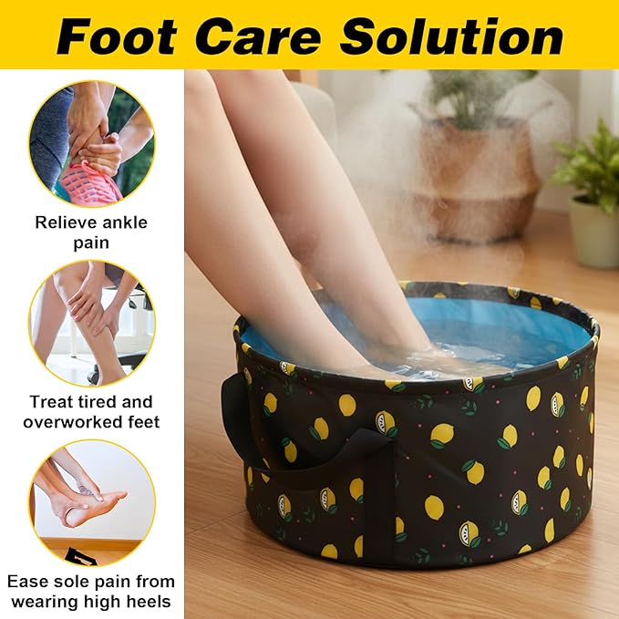 Molain Foldable Bucket for Soaking Feet, Portable Foot Bath Tub Spa Basin Black - Image 2