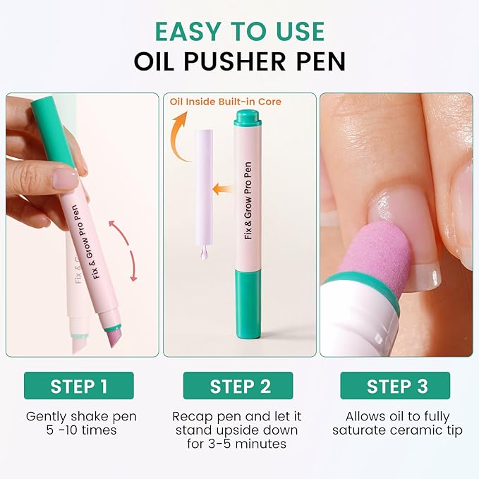 Ceramic Cuticle Oil Pusher Pen -3 in 1 Cuticle Remover Pen - Image 2