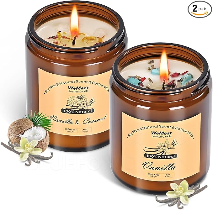 WEMEET Candles for Home Scented 2 Pack, Vanilla Scented Candle by WEMEET