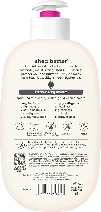 eos Shea Better Body Lotion Strawberry Dream, 24-Hour Moisture Skin Care - Image 10